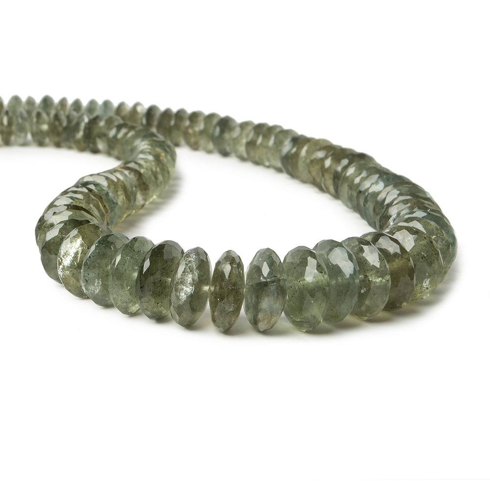 6-12mm Moss Aquamarine German Faceted Rondelles 14 inch 100 beads , - Beadsofcambay.com