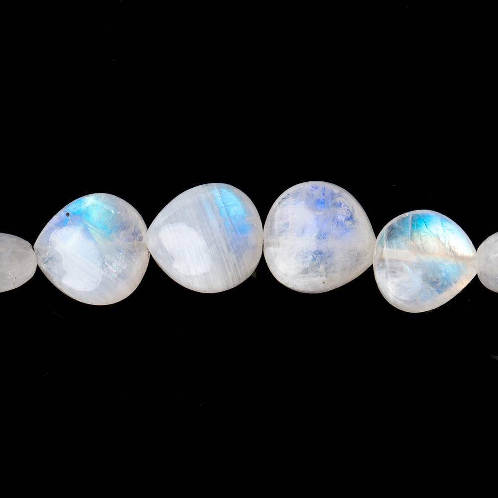 BeadsofCambay 6-12mm Rainbow Moonstone Plain Heart Beads 18 inch 50 pieces AA