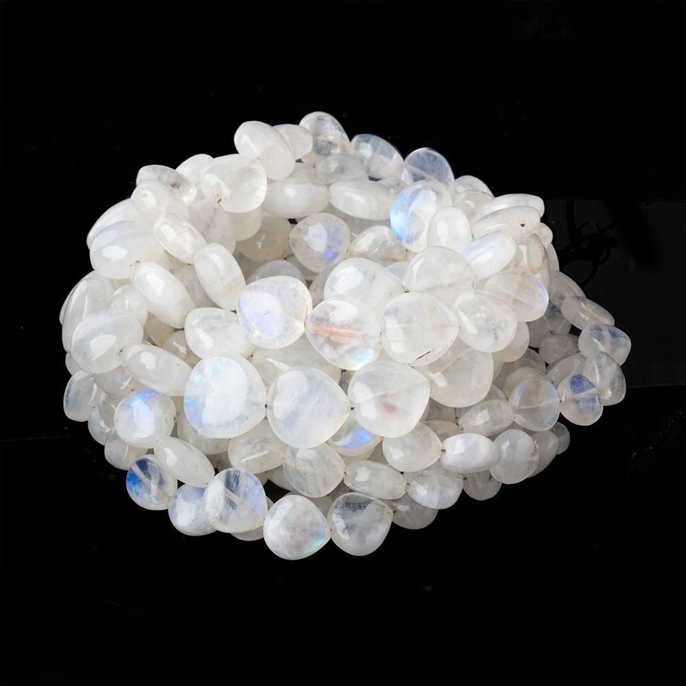 6-12mm Rainbow Moonstone Plain Heart Beads 18 inch 50 pieces AA - Beadsofcambay.com