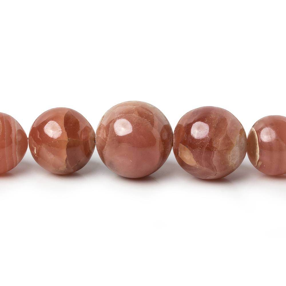 6-12mm Rhodochrosite Plain Round Beads 16 inch 50 pieces AAA - Beadsofcambay.com