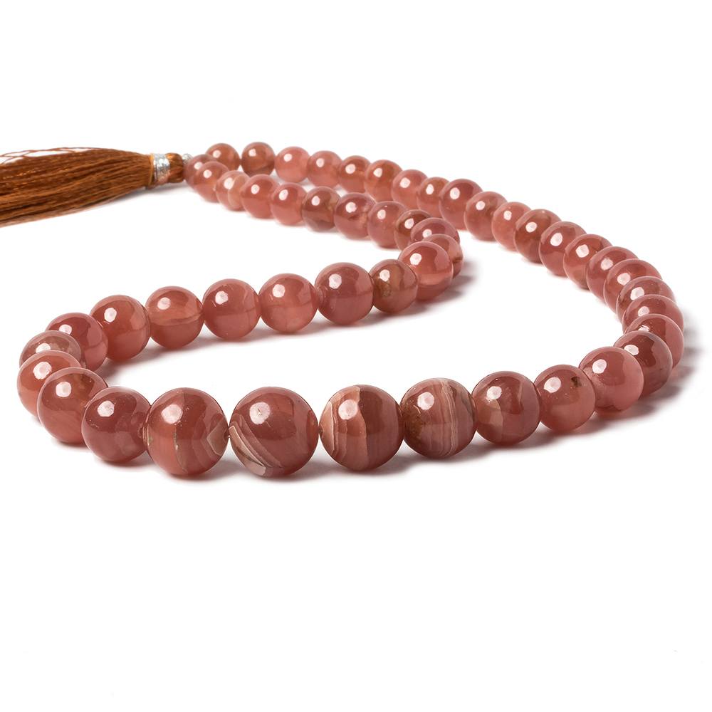 6-12mm Rhodochrosite Plain Round Beads 16 inch 50 pieces AAA - Beadsofcambay.com