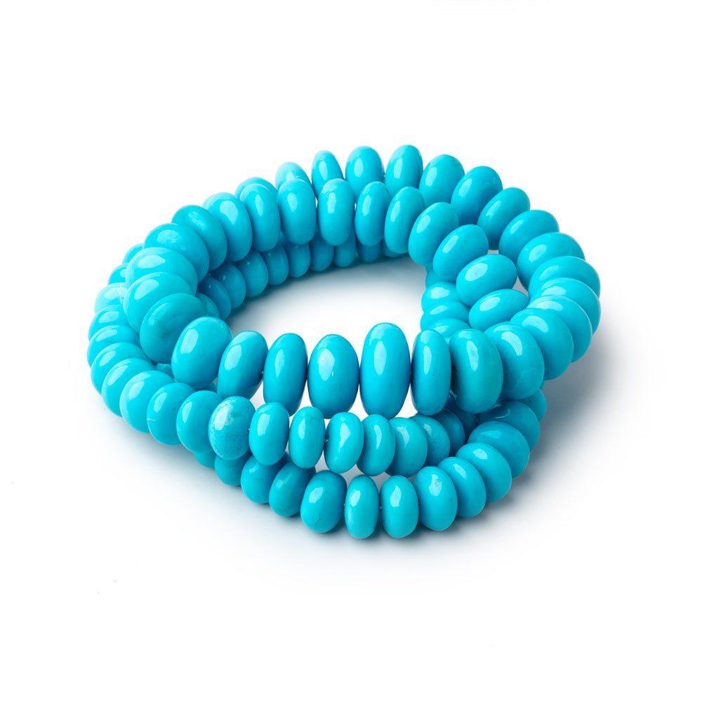 6-12mm Sleeping Beauty Turquoise Plain Rondelle Beads 17 inch 100 pieces AAA - Beadsofcambay.com