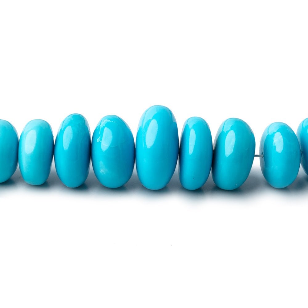 6-12mm Sleeping Beauty Turquoise Plain Rondelle Beads 17 inch 100 pieces AAA - Beadsofcambay.com