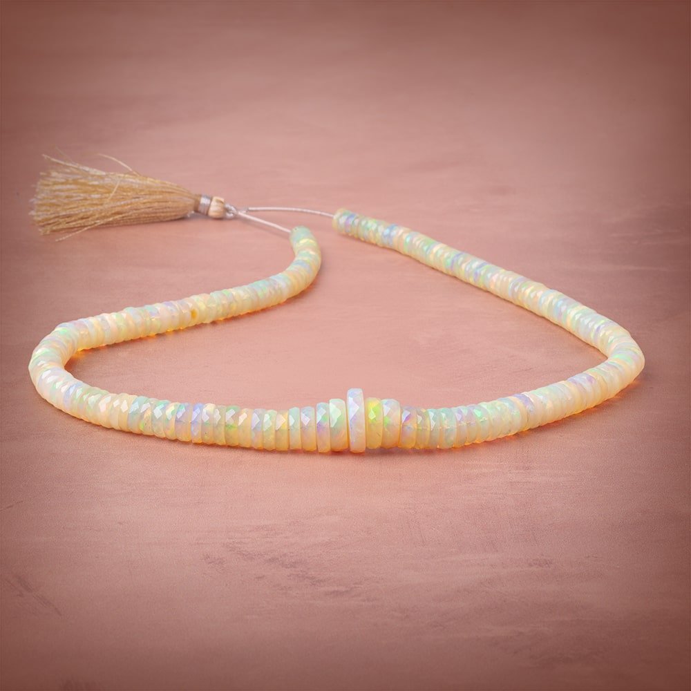 6-13.5mm Ethiopian Opal Faceted Heshi Beads 16 inch 182 pieces AAA - Beadsofcambay.com