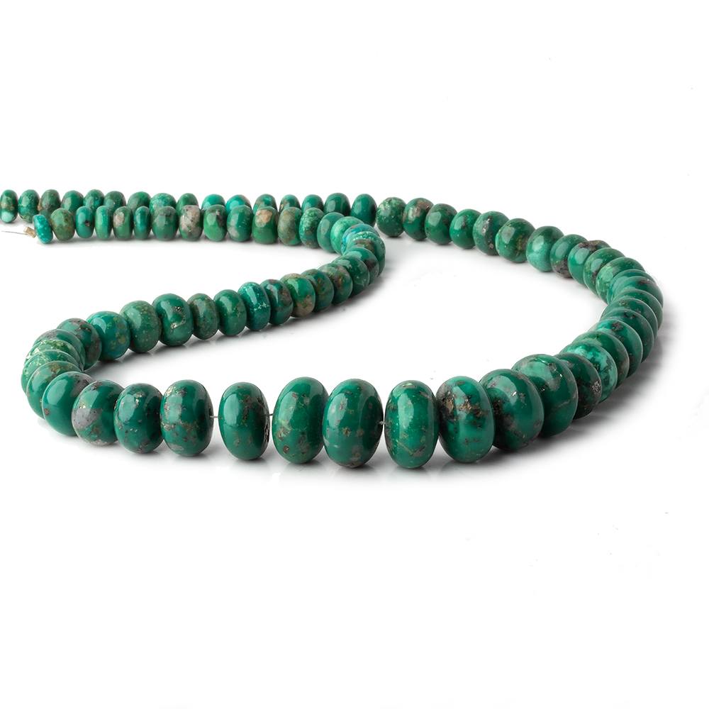 6-13.5mm Green Turquoise plain rondelle beads 18 inch 87 pieces - Beadsofcambay.com
