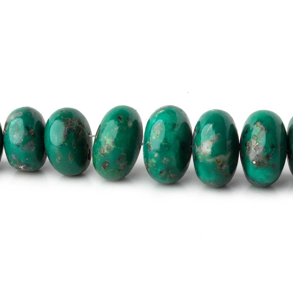 6-13.5mm Green Turquoise plain rondelle beads 18 inch 87 pieces - Beadsofcambay.com