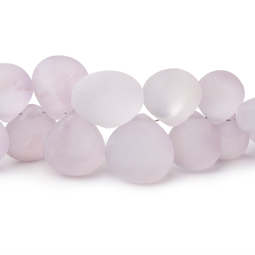 6-14mm Matte Pink Amethyst Plain Hearts 8 inch 41 Beads - Beadsofcambay.com