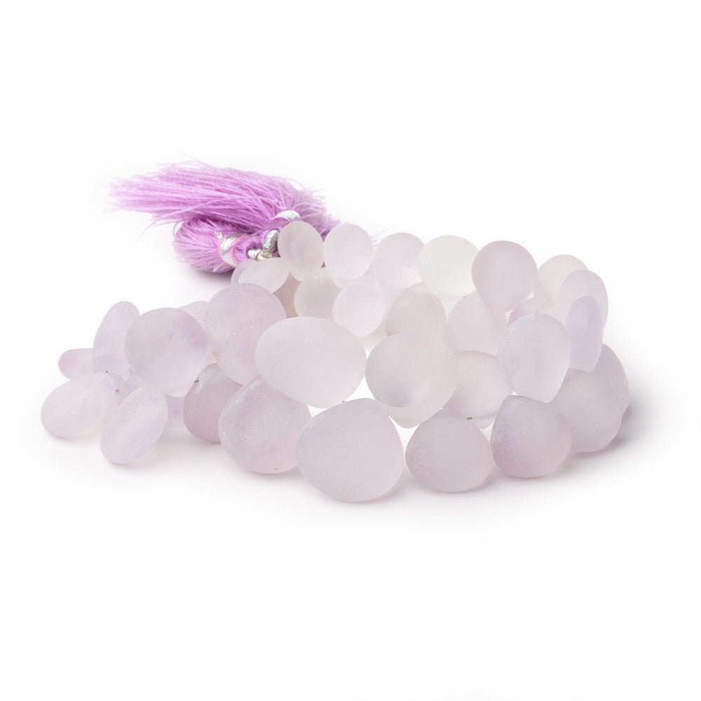 6-14mm Matte Pink Amethyst Plain Hearts 8 inch 41 Beads - Beadsofcambay.com