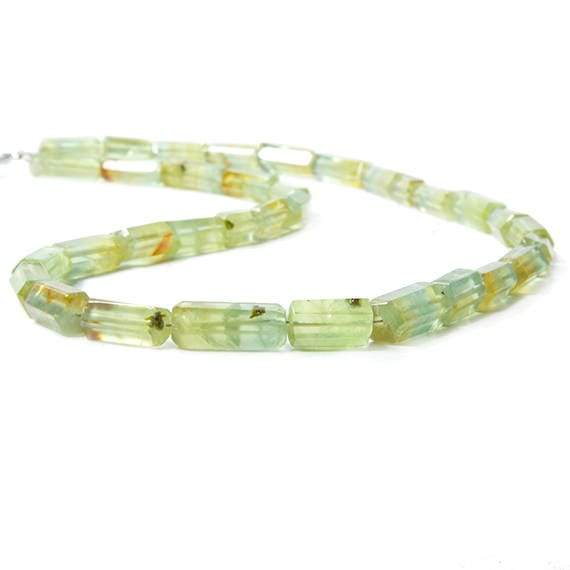 6-14mm Multi-tonal Prehnite Straight Drill Tube 17 inch 34 pieces - Beadsofcambay.com
