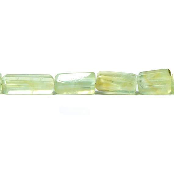 6-14mm Multi-tonal Prehnite Straight Drill Tube 17 inch 34 pieces - Beadsofcambay.com