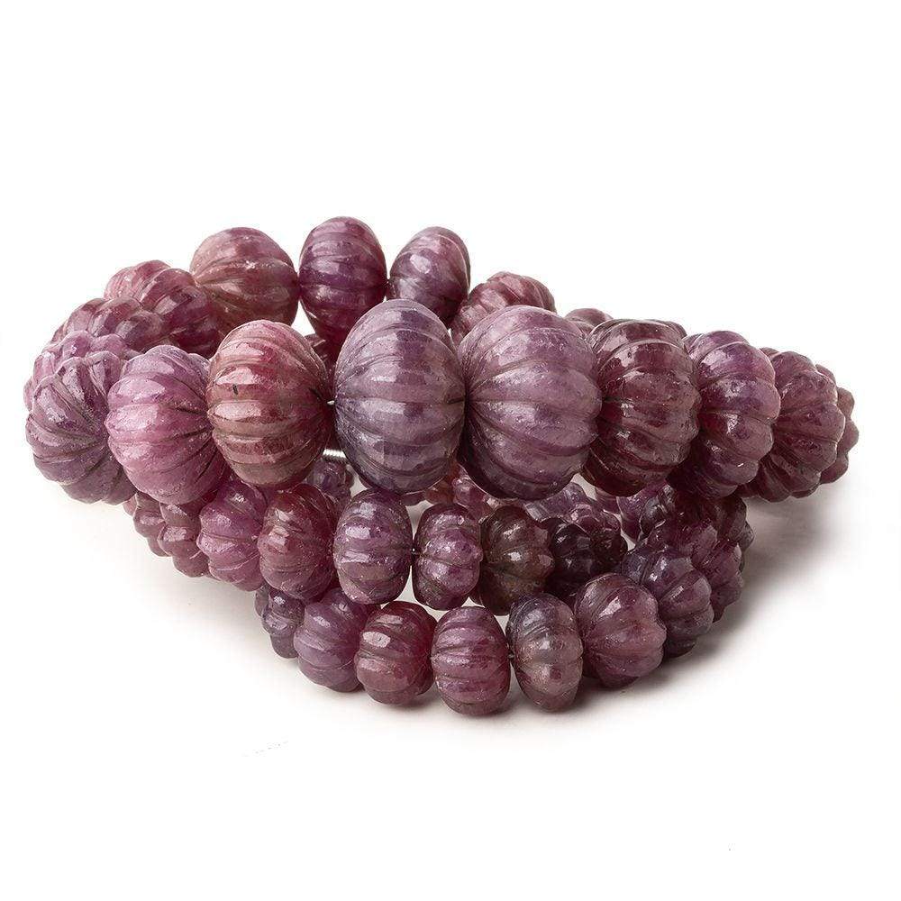 6-17mm Ruby hand carved Melon rondelles 16 inch 63 beads AA - Beadsofcambay.com