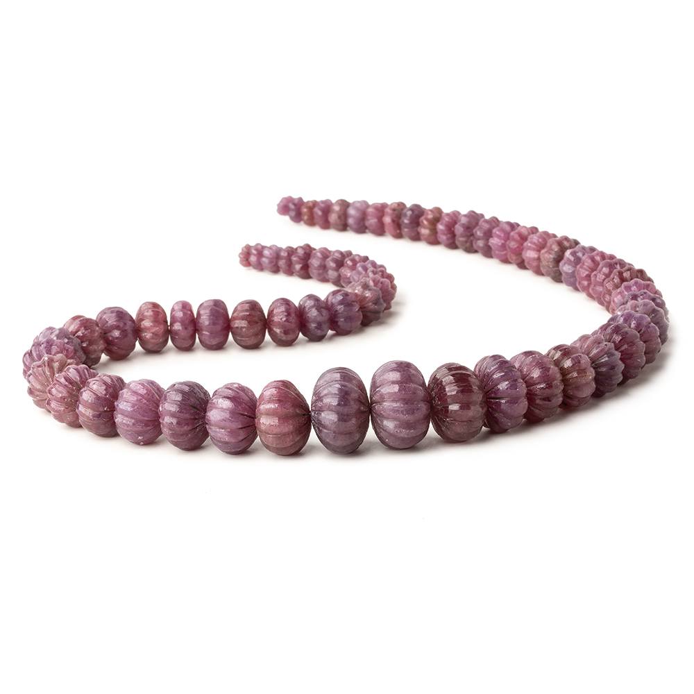 6-17mm Ruby hand carved Melon rondelles 16 inch 63 beads AA - Beadsofcambay.com