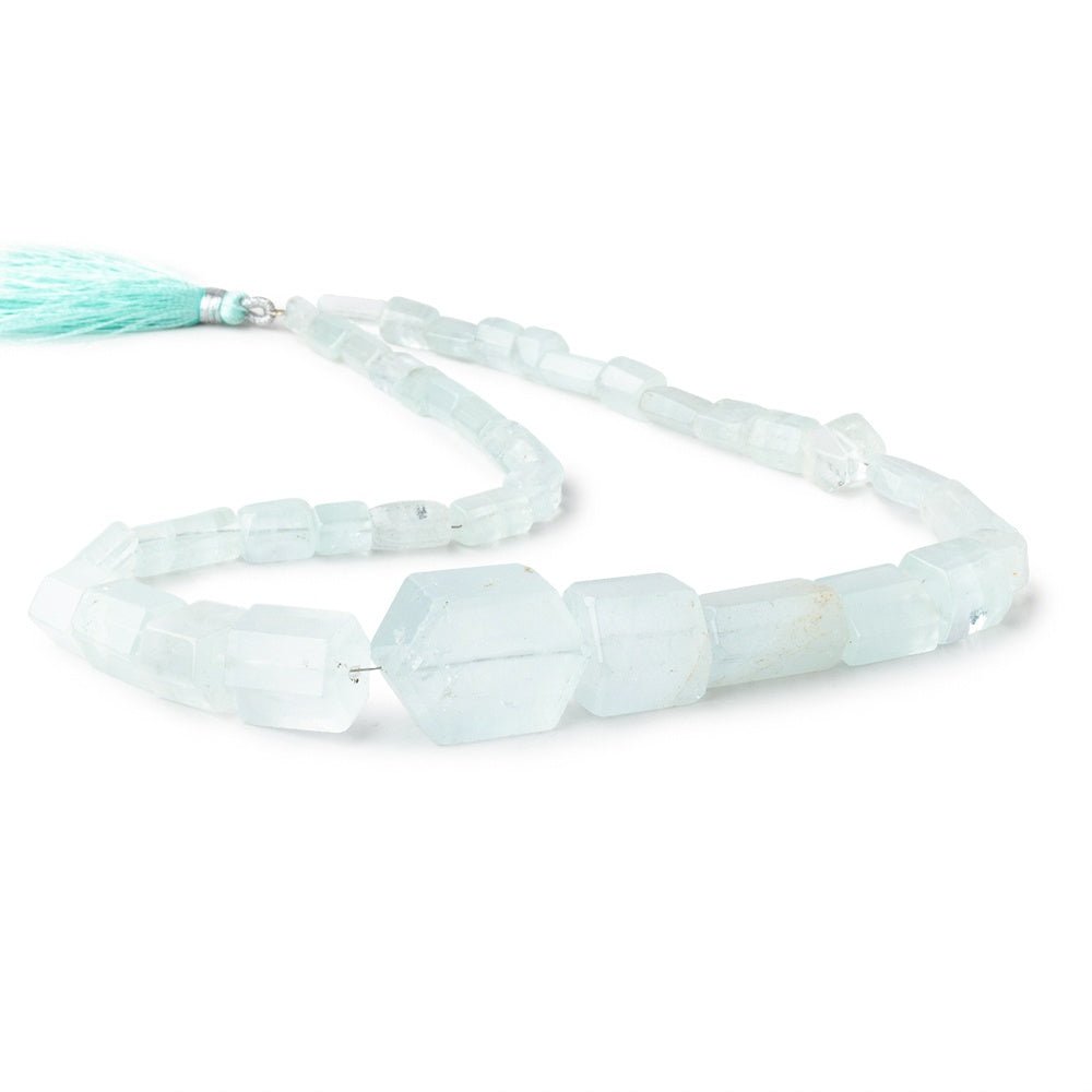 6-24mm Aquamarine Straight Drilled Natural Crystals 16 inch 39 beads - Beadsofcambay.com