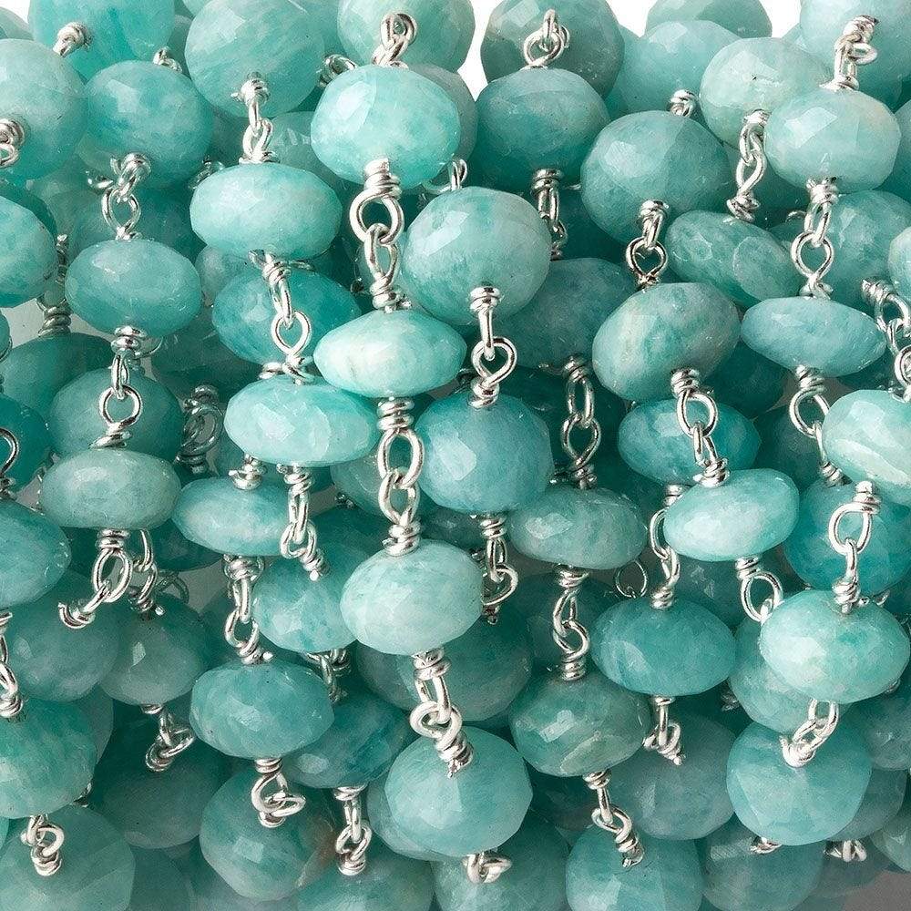 6-6.5mm Amazonite faceted rondelle .925 Chain by the foot 34 pieces - Beadsofcambay.com