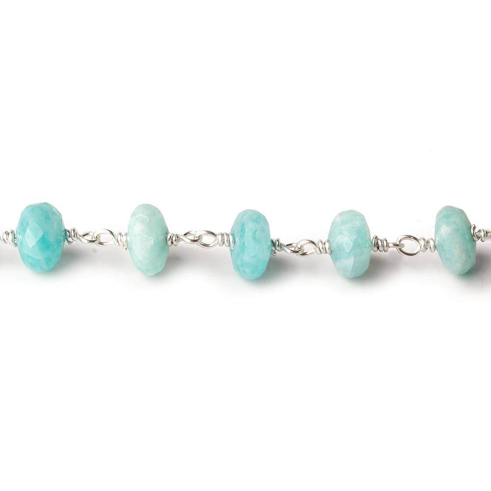6-6.5mm Amazonite faceted rondelle .925 Chain by the foot 34 pieces - Beadsofcambay.com