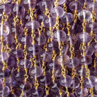 6-6.5mm Amethyst plain rondelles Gold plated Chain by the foot 27 beads per - Beadsofcambay.com