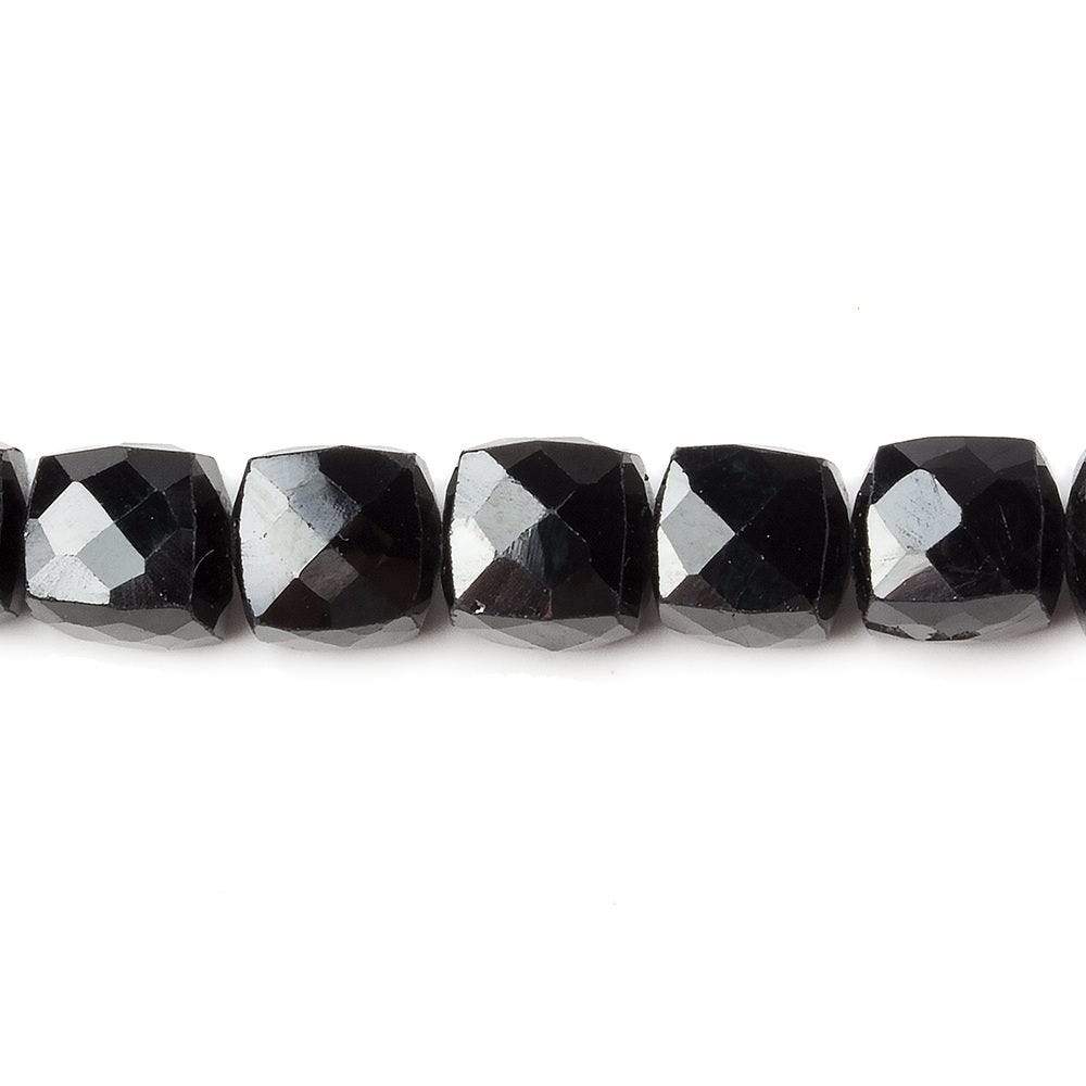 6-6.5mm Black Spinel faceted cube beads 8 inch 31 beads - Beadsofcambay.com