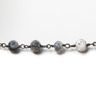 6-6.5mm Dendritic Opal facet rondelle Black Gold plated Chain by the foot 29pcs - Beadsofcambay.com