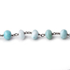 6-6.5mm Larimar faceted rondelle Black Gold .925 Silver Chain by the foot 32 pieces - Beadsofcambay.com