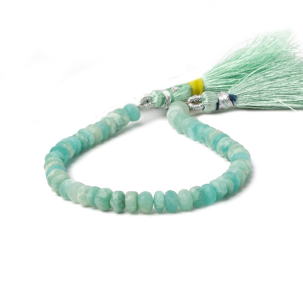 6-6.5mm Matte Amazonite plain rondelle beads 7.5 inch 46 pieces - Beadsofcambay.com