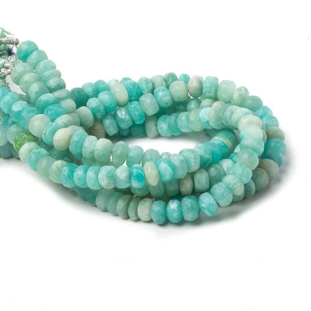 6-6.5mm Matte Amazonite plain rondelle beads 7.5 inch 46 pieces - Beadsofcambay.com