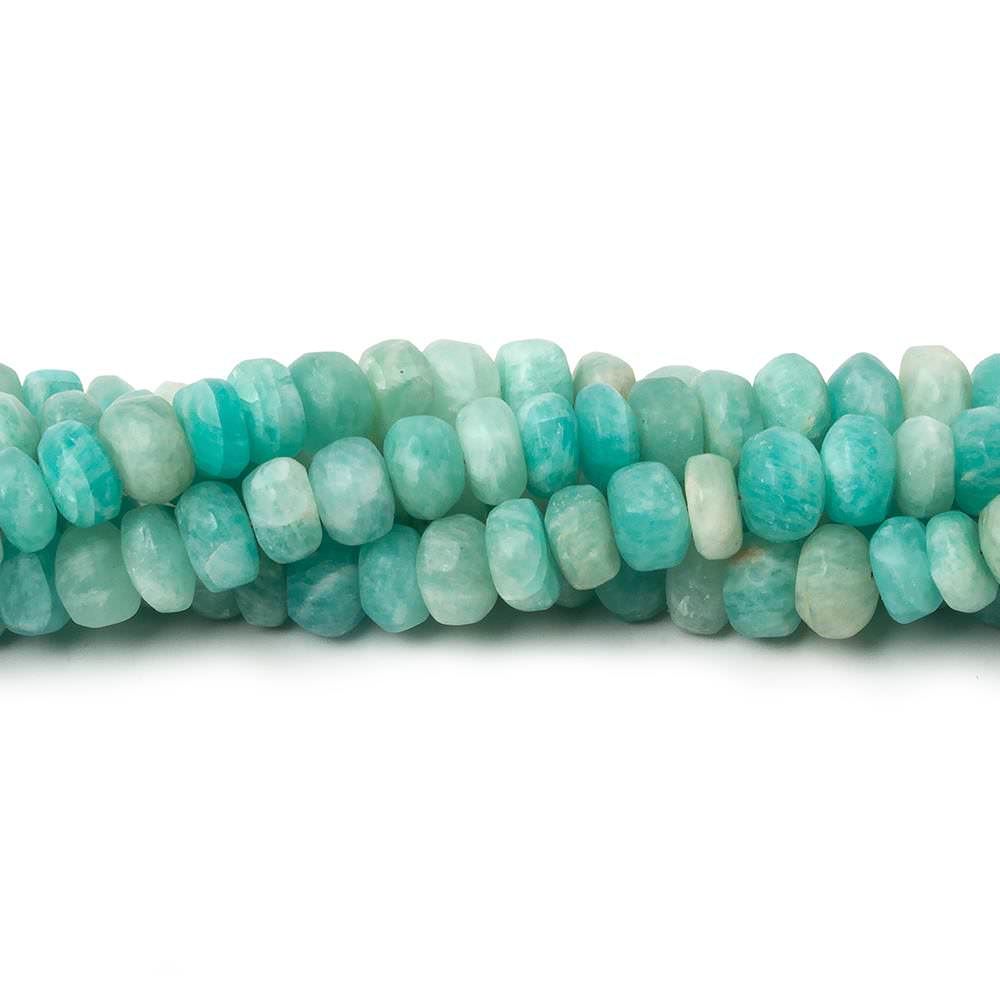 6-6.5mm Matte Amazonite plain rondelle beads 7.5 inch 46 pieces - Beadsofcambay.com