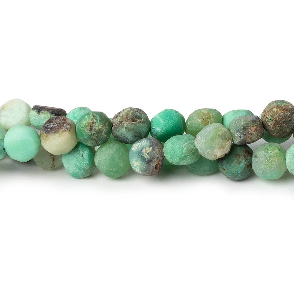 6-6.5mm Matte Chrysoprase & Matrix plain coins 7.5 inch 32 beads A - Beadsofcambay.com