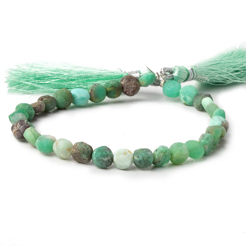 6-6.5mm Matte Chrysoprase & Matrix plain coins 7.5 inch 32 beads A - Beadsofcambay.com