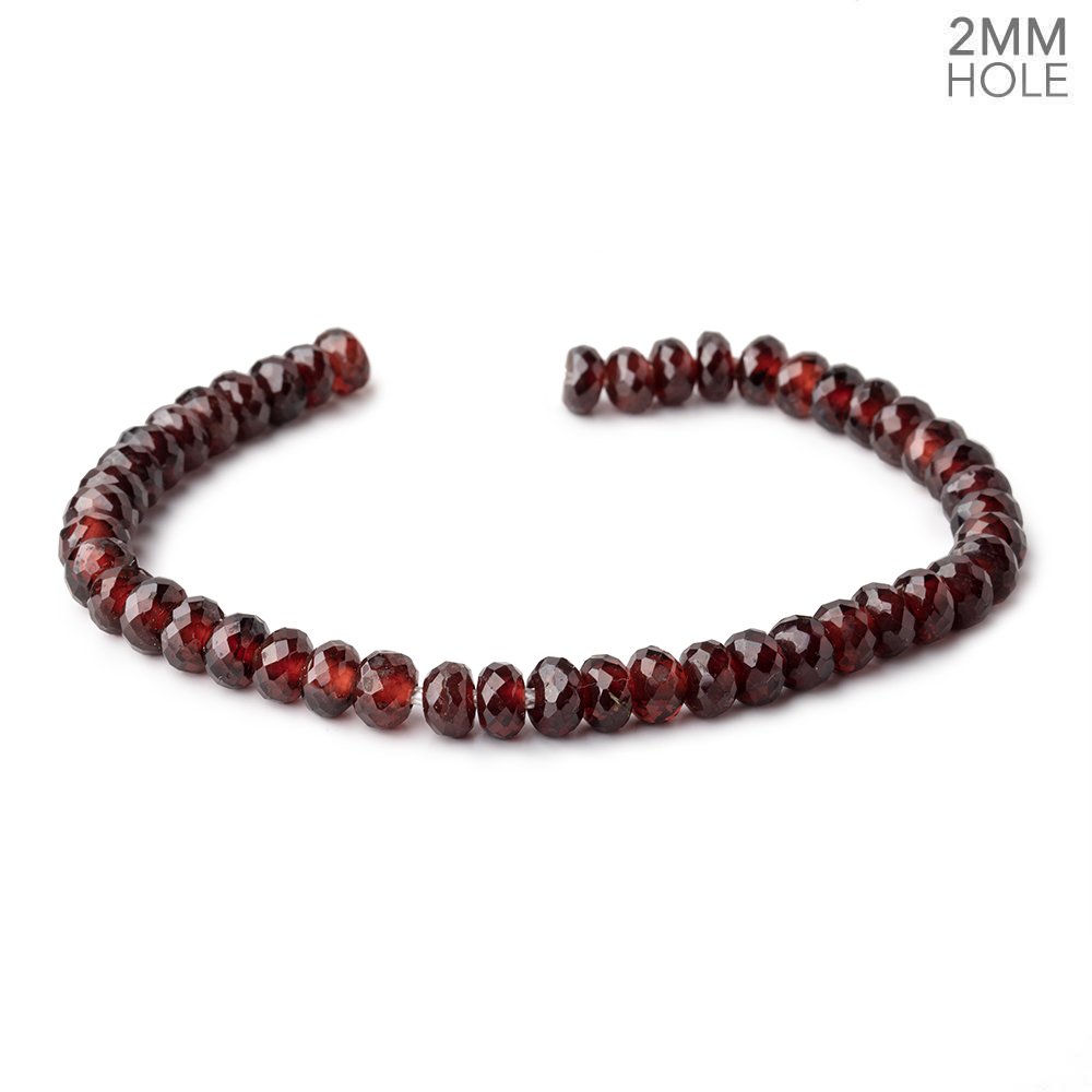 6-6.5mm Mozambique Garnet 2mm Large Hole Faceted Rondelles 8 inch 42 Beads - Beadsofcambay.com