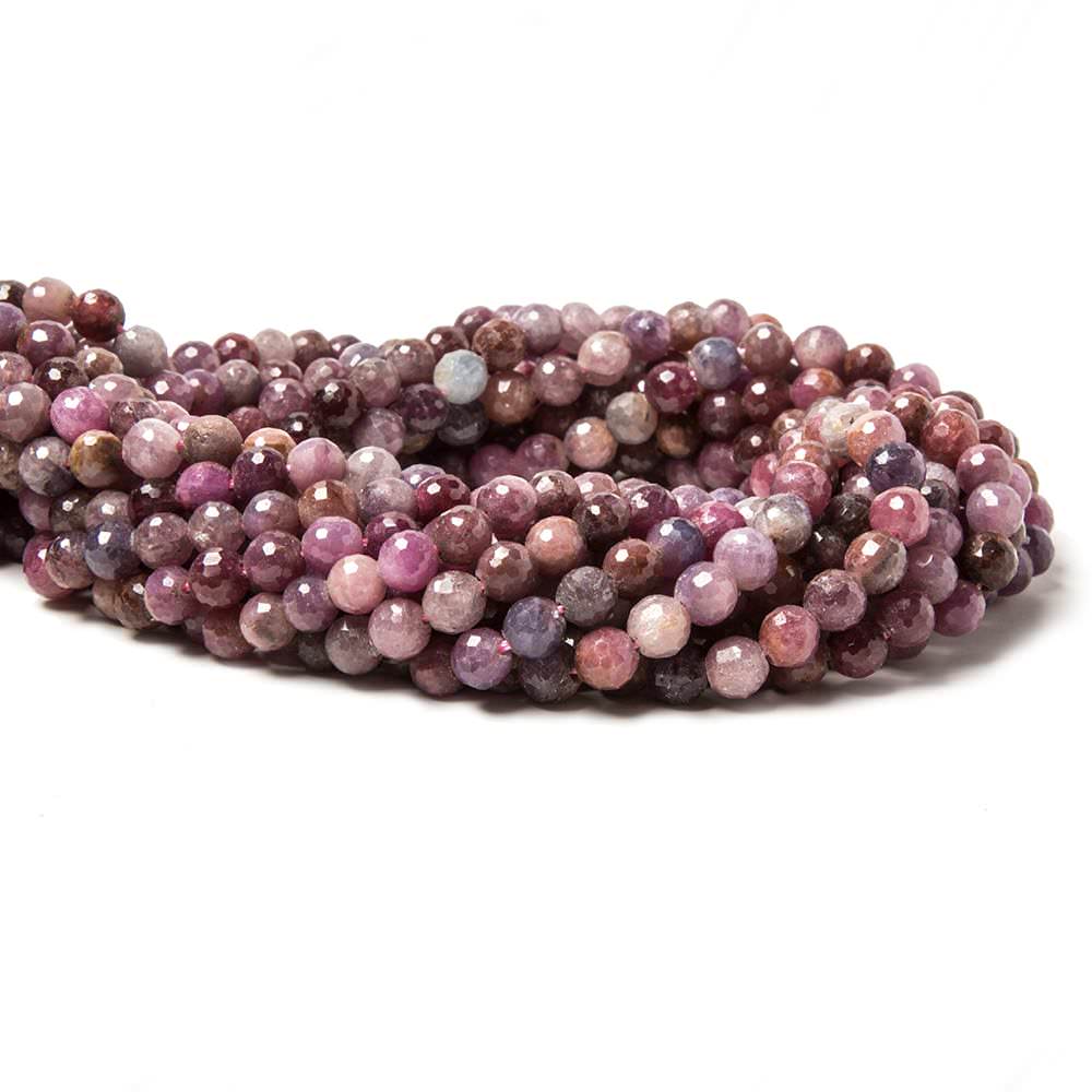 6-6.5mm Multi Color Sapphire and Ruby Faceted Round Beads 62 pieces 16 inch - Beadsofcambay.com