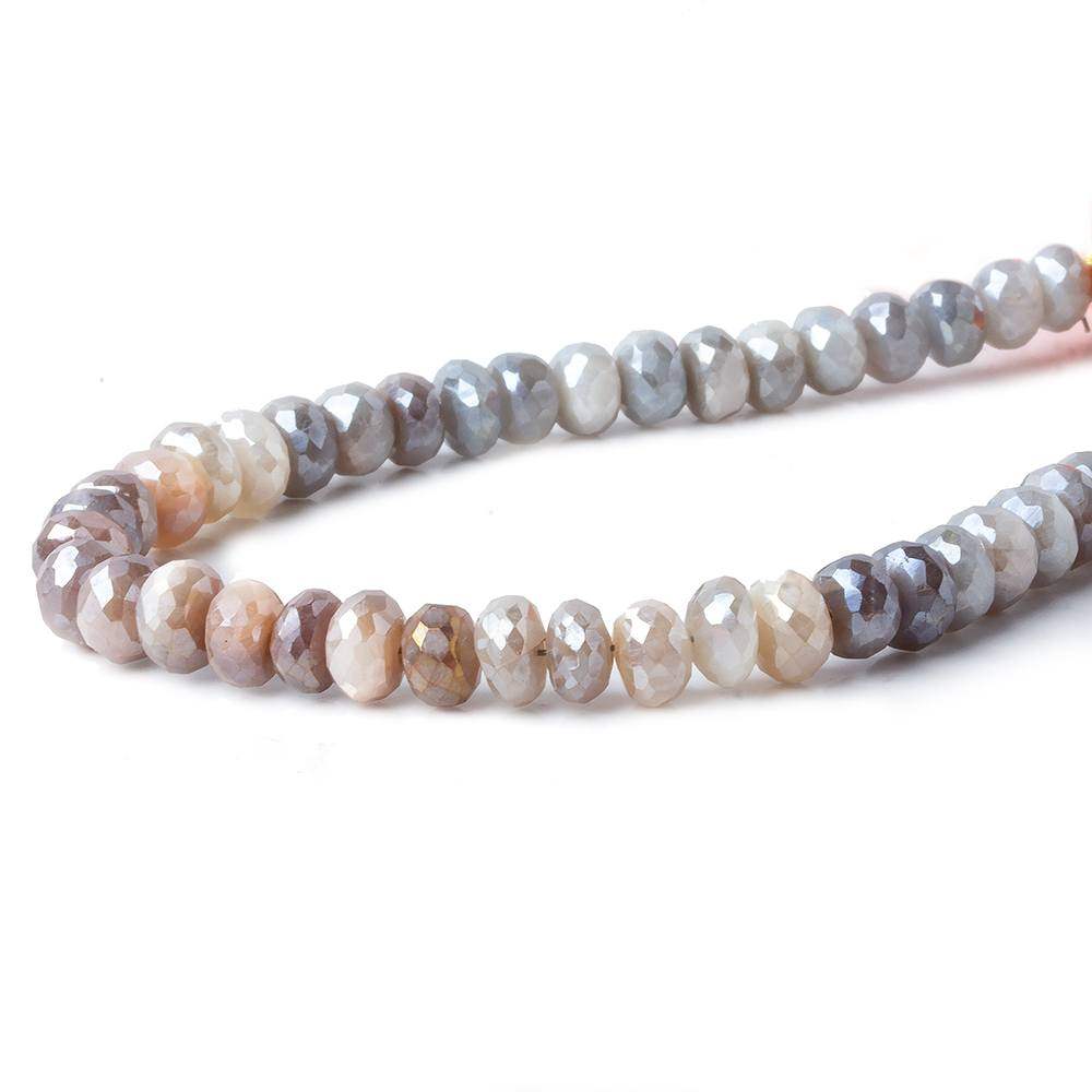 6-6.5mm Mystic Multi Color Moonstone faceted rondelles 8 inch 45 beads A - Beadsofcambay.com