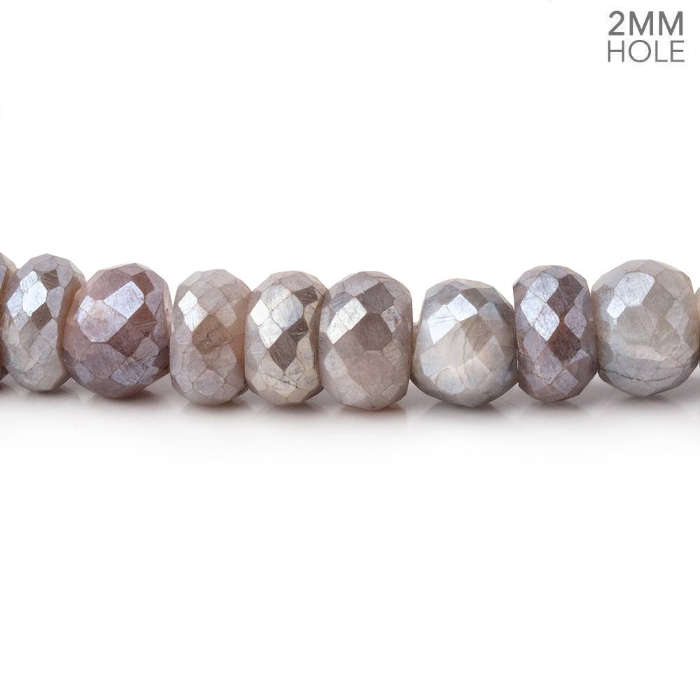 6-6.5mm Mystic Reddish Gray Moonstone 2mm Large Hole Faceted Rondelles 8 inch 50 Beads - Beadsofcambay.com