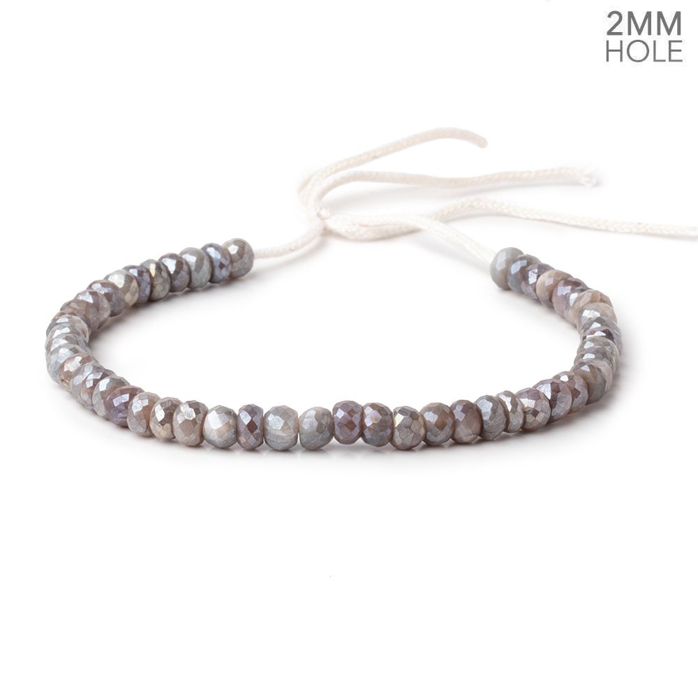 6-6.5mm Mystic Reddish Gray Moonstone 2mm Large Hole Faceted Rondelles 8 inch 50 Beads - Beadsofcambay.com