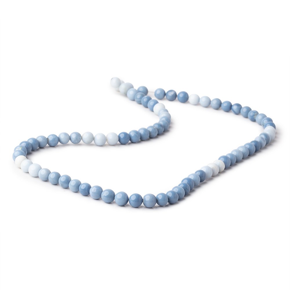6-6.5mm Owyhee Blue Opal Plain Round Beads 18 inch 75 pieces - Beadsofcambay.com