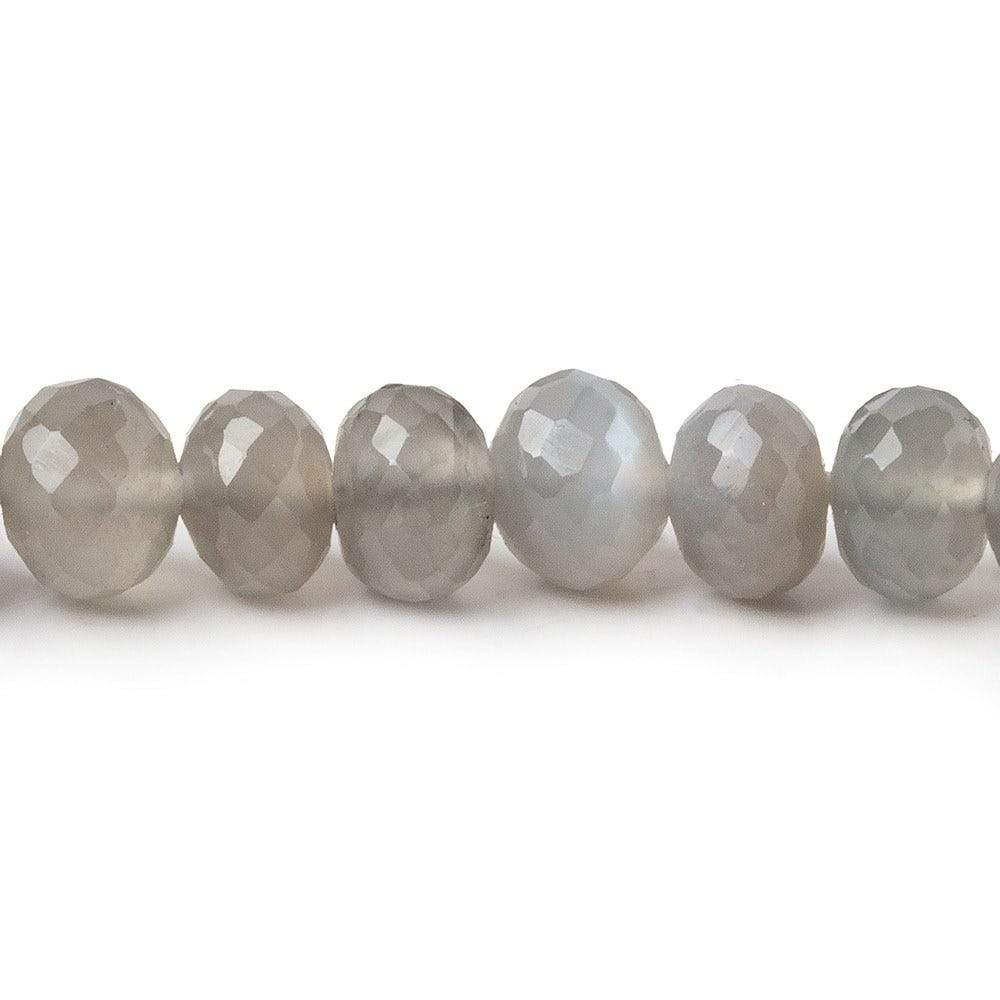 6-6.5mm Platinum Grey Moonstone Micro-faceted rondelles 15 inch 73 beads AAA - Beadsofcambay.com