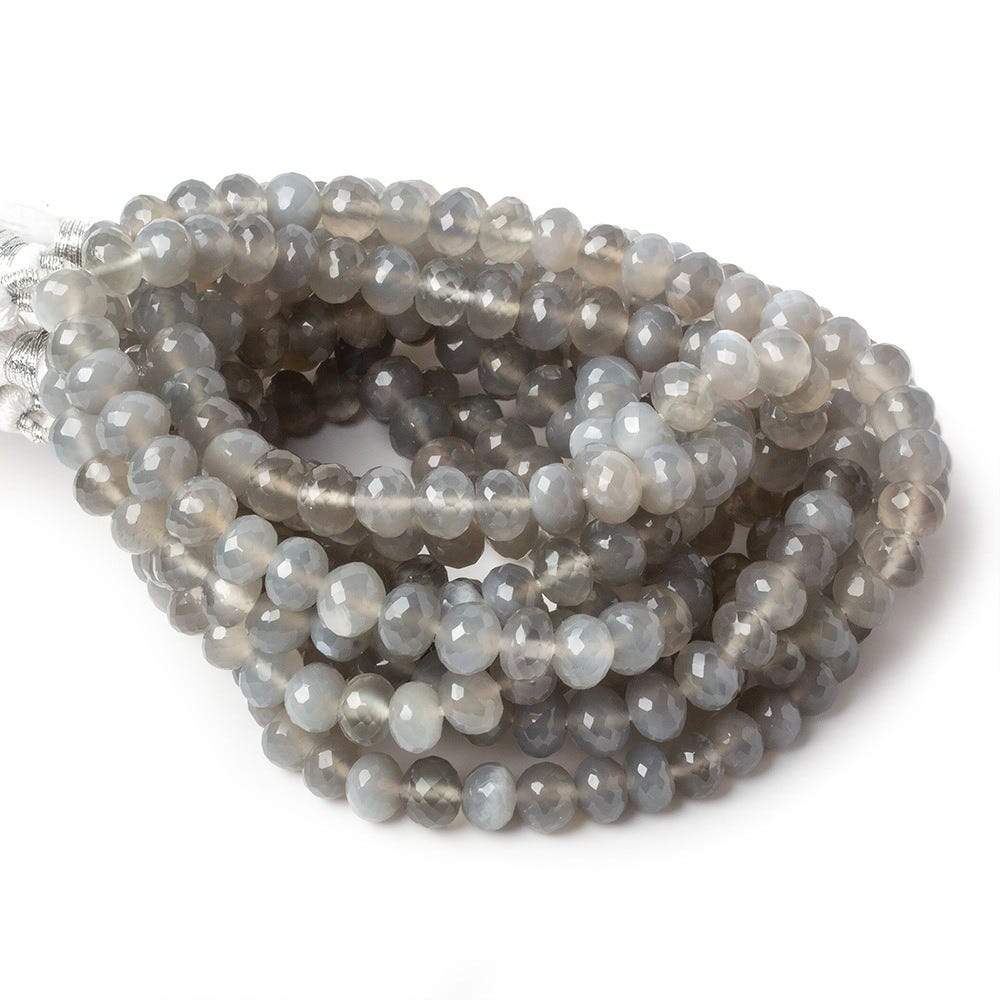 6-6.5mm Platinum Grey Moonstone Micro-faceted rondelles 15 inch 73 beads AAA - Beadsofcambay.com