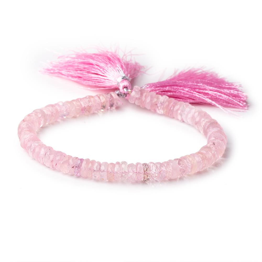 6-6.5mm Rose Quartz Faceted Heshi Beads 8 inch 80 pieces - Beadsofcambay.com
