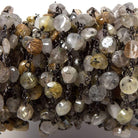 6-6.5mm Sagenitic Quartz plain coin Black Gold plated Chain by the foot 26pcs - Beadsofcambay.com
