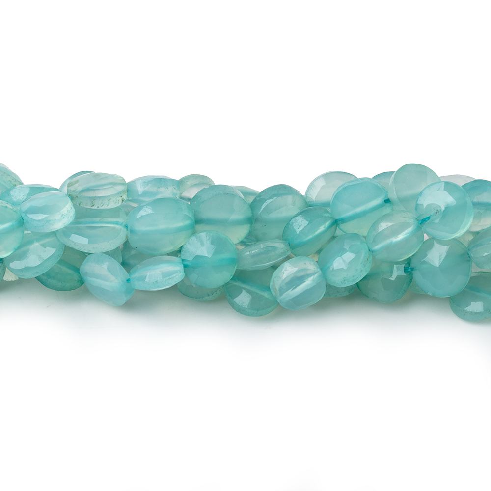 6-6.5mm Seafoam Blue Chalcedony Faceted Coin Beads 13 inch 50 pieces - Beadsofcambay.com