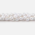 6-6.5mm Silvery White Oval Freshwater Pearls 16.5 inch 65 Beads - Beadsofcambay.com