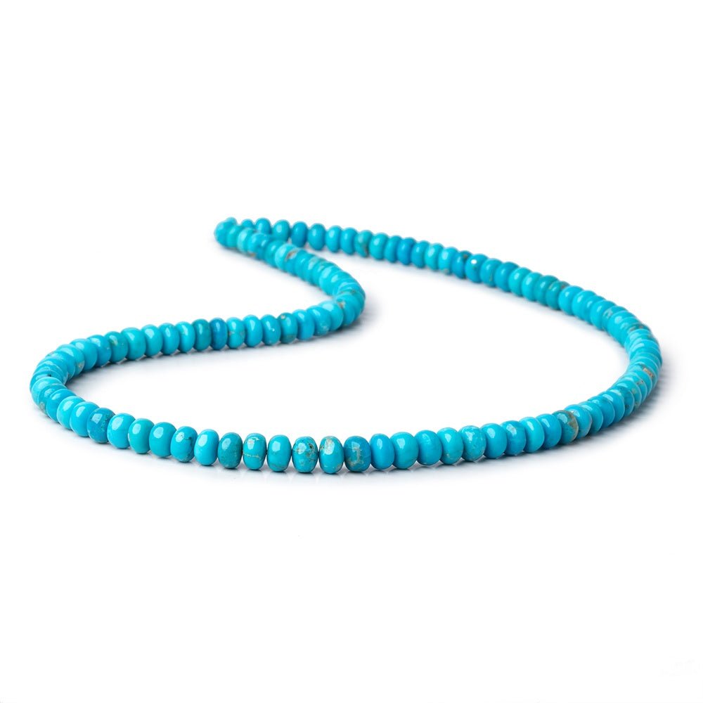 6-6.5mm Sleeping Beauty Turquoise Plain Rondelle Beads 18 inch 112 pieces AA - Beadsofcambay.com