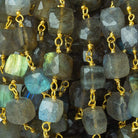 6-7.5mm Labradorite faceted cube Vermeil Chain by the foot - Beadsofcambay.com