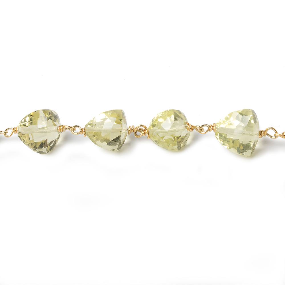 6-7.5mm Lemon Quartz faceted trillion Vermeil Chain by the foot 25 beads - Beadsofcambay.com