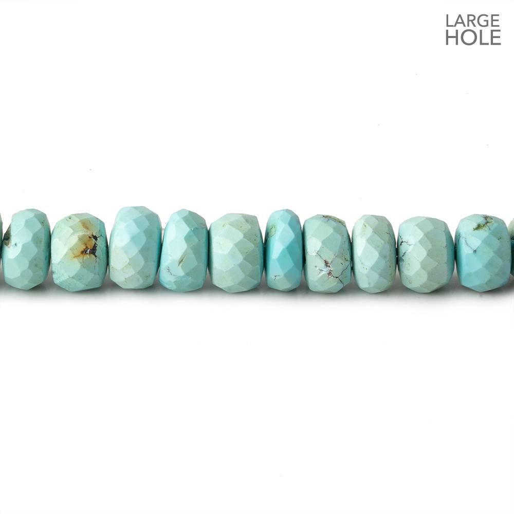 6-7.5mm Turquoise large hole faceted rondelle beads 16 inch 95 beads - Beadsofcambay.com