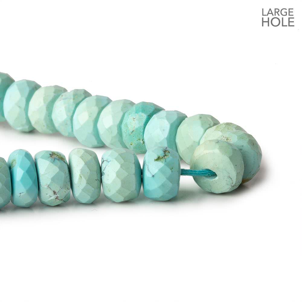 6-7.5mm Turquoise large hole faceted rondelle beads 16 inch 95 beads - Beadsofcambay.com