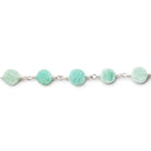 6-7mm Amazonite plain coin Silver plated Chain by the foot 22 beads - Beadsofcambay.com