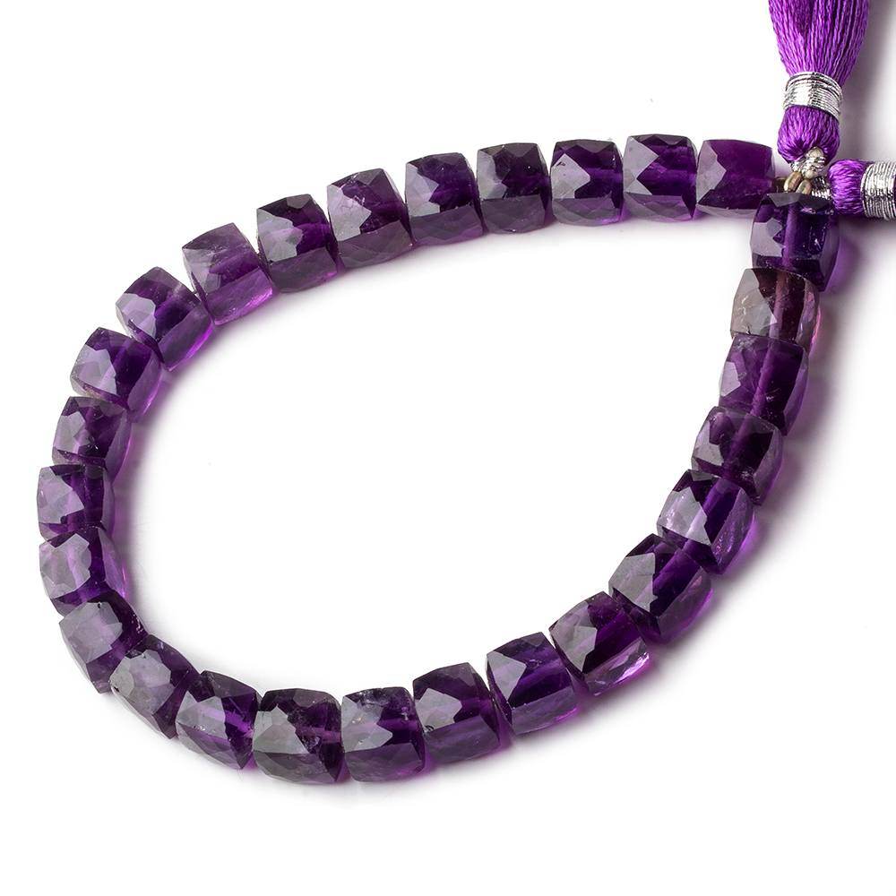 6-7mm Amethyst Faceted Cube Beads 8 inch 27 pieces - Beadsofcambay.com