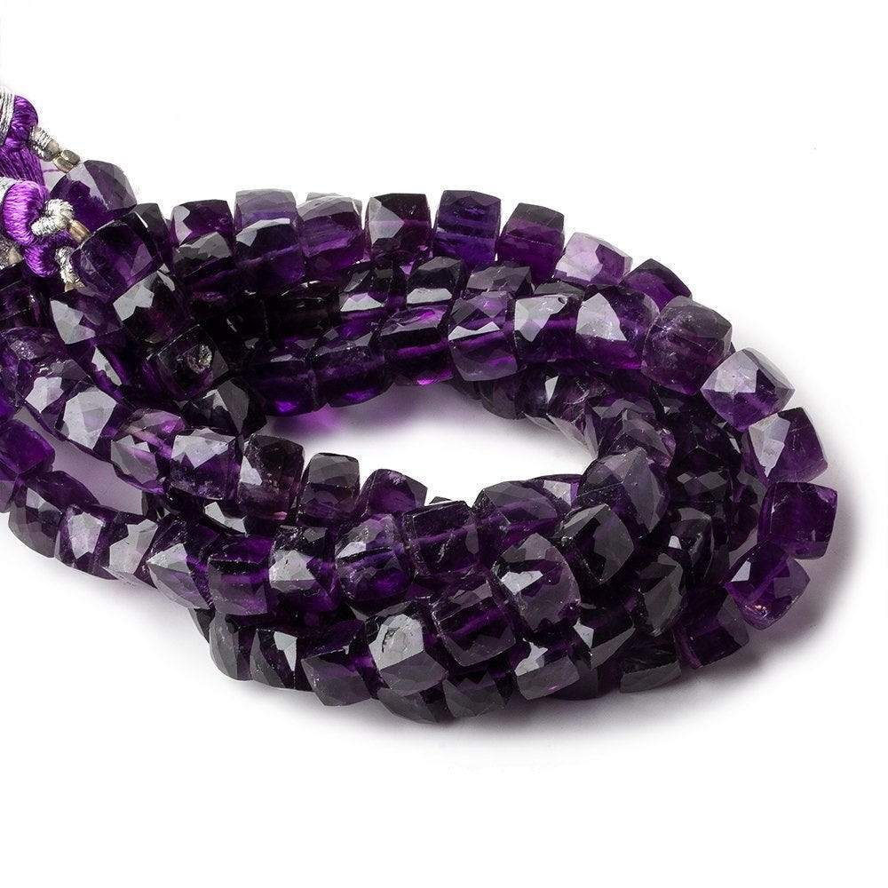 6-7mm Amethyst Faceted Cube Beads 8 inch 27 pieces - Beadsofcambay.com