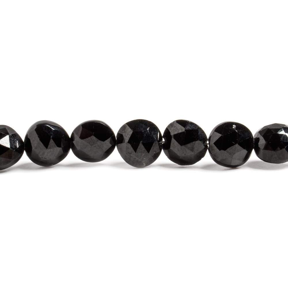 6-7mm Black Spinel Faceted Coin 8 Inch 30 pieces - Beadsofcambay.com