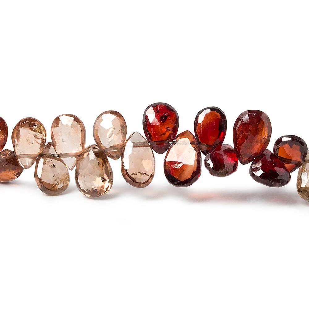 6-7mm Champagne, Red and Cognac Zircon Pear Briolette 10 inch 80 pieces - Beadsofcambay.com